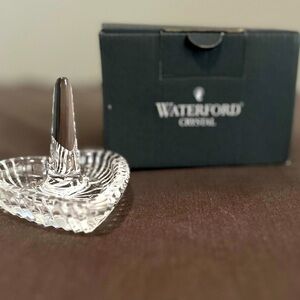 Waterford Large Irish Cut Crystal Heart Shape Ring Holder IN BOX